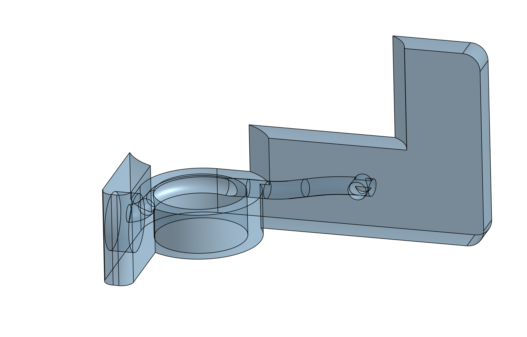 Cross-section of paddle arm showing internal wire channel path